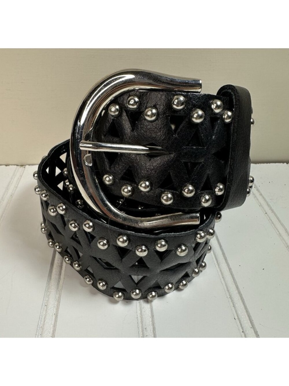 Black Belt Women's Thick Faux Leather 32"-40" Studded Rocker Punk Grunge Goth